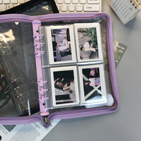 Carpeta de 6 anillas con cremallera transparente, álbum de fotos de boda, cubierta de pvc, tarjeta suave, álbum de fotos para bebé, a5, a6, suministros de oficina