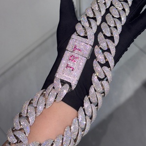 Heavy Weight Cuban <b>Chain</b> Solid Silver Iced Out 5rows 6rows <b>VVS</b> Moissanite <b>Diamond</b> <b>Chain</b> Link for Men's Hiphop Jewelry Daily Life - Product Image 2