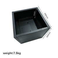 Jardinière carrée en métal à assembler, en acier noir thermolaqué, avec trous de drainage, pour intérieur, extérieur, jardin, modulaire