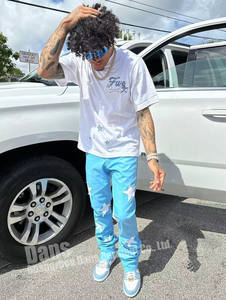 <span class=keywords><strong>Pantaloni</strong></span> a Zampa in <span class=keywords><strong>Ecopelle</strong></span> Vegana con Patch Ricamata Personalizzata, Stile Vintage Streetwear a Vita Alta per <span class=keywords><strong>Uomo</strong></span> - Product Image 3