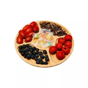 Bamboo Fruit And <b>Snack</b> <b>Tray</b> Five Compartment Dessert Party Serving <b>Tray</b> Natural Wood Color Residential Use - Product Image 4