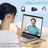 Hub USB C 8 en 1 de Aluminio 3.0 con Lector de Tarjetas SD/TF y Conector para Auriculares Auxiliar de 3.5mm para Pro Air y Más PC/Laptop/Tablet