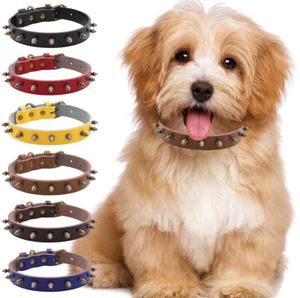Collier pour chien en cuir clouté rétro, réglable, anti-morsure, pour petits et moyens chiens, chats, chiots, collier en cuir - Product Image 1