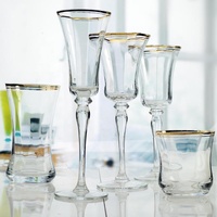 Offre Spéciale Western Personnalisé Large Bouche Gobelet De Mariage Verres À Pied Or Jante Vin Verre