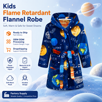 Peignoir en flanelle à capuche pour enfants, motif dessin animé, doux et moelleux, à manches longues, chaud, pour l'automne, vente en gros