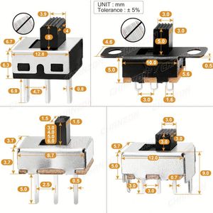 Micro Slide Switch Spdt <span class=keywords><strong>3</strong></span> Pin 5 posisi Mini Ss12f15 Ss12f44 1p2t 3mm 4mm 5mm 6mm Toggle kecil Pcb Mount Terminal UNTUK <span class=keywords><strong>Arduino</strong></span> - Product Image 6