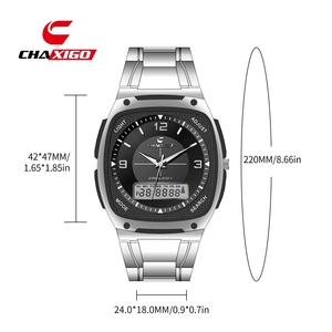 CHAXIGO 6137 Orologio da Polso Sportivo da Uomo, Stile Business, Quadrante Quadrato, Cinturino in Acciaio, Luminoso, <span class=keywords><strong>Vintage</strong></span>, Impermeabile, al Quarzo - Product Image 4