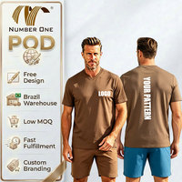 T-shirt pour homme POD à col en V, mélange coton et polyester, manches courtes, pull-over décontracté, coupe slim, t-shirt d'été pour homme, vente en gros
