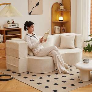 Canapé-<span class=keywords><strong>lit</strong></span> moderne pliable à compression sous vide en flanelle pour petits appartements, salons, double usage, <span class=keywords><strong>2</strong></span>-3 <span class=keywords><strong>personnes</strong></span>, amovible et lavable - Product Image 4