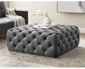 Winforce Factory Light Luxury Household Ottoman Footrest Ottoman Stool Luxury <strong>Chesterfield</strong> Velvet <strong>Footstool</strong> - Product Image 3