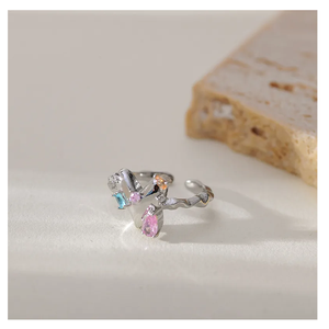 Luxury for Original Opal Geometric Zircon S925 Sterling <b>Silver</b> Open <b>Adjustable</b> Finger <b>Rings</b> Gold Plated Fashion Wedding Jewelry - Product Image 4