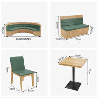 Leichtes Luxus-Restaurant High Back Booth Seating Leder Half Cafe Restaurant Stand Sitz gelegenheiten Round Wooden Sofa Set