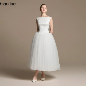 <span class=keywords><strong>Robe</strong></span> <span class=keywords><strong>de</strong></span> Soirée Personnalisée OEM ODM pour Femme, en Satin Ivoire et Tulle, Col Bateau, Sans Manches, Taille Basse, Longueur Midi, pour Bal <span class=keywords><strong>de</strong></span> Promo ou <span class=keywords><strong>Demoiselle</strong></span> <span class=keywords><strong>d</strong></span>'<span class=keywords><strong>Honneur</strong></span>, Vente en Gros - Product Image 1