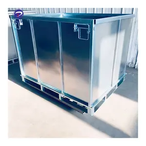 Heavy duty customized stacking collapsible galvanized metal box pallet container