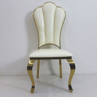Chaise de mariage en acier inoxydable doré, chaises de salle à manger modernes de luxe pour hôtels et événements - Utilisation commerciale durable et résistante à l'eau