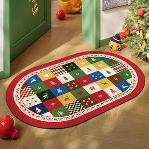 Alfombra de baño ovalada navideña de patchwork, de tierra de diatomeas, antideslizante, para el hogar, baño, lavabo, inodoro, suelo. - Product Image 2