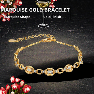 ATTA Marquise Shape D Color Moissanite 925 Sterling <b>Silver</b> 18K Gold Plated <b>Charm</b> <b>Bracelet</b> with GRA Certificate Gift - Product Image 2