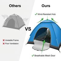 Tente de camping pop-up avec moustiquaire, imperméable, coupe-vent, portable et pliable pour le camping en plein air