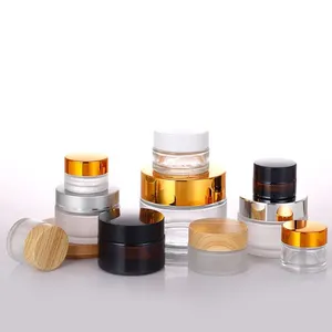 Luxury Skincare Body Packaging Empty Container Glass cream jar with metal lid for face cream
