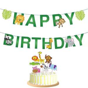 Ensemble <span class=keywords><strong>de</strong></span> <span class=keywords><strong>vaisselle</strong></span> <span class=keywords><strong>jetable</strong></span> Animal <span class=keywords><strong>de</strong></span> <span class=keywords><strong>la</strong></span> forêt fête à thème Jungle Safari Zoo bannière décoration enfants faveurs fournitures d'anniversaire - Product Image 2