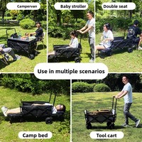 Chariot de camping pliable à 4 roues pour enfants, double ouverture, pour le camping, la maison, les courses et les stands