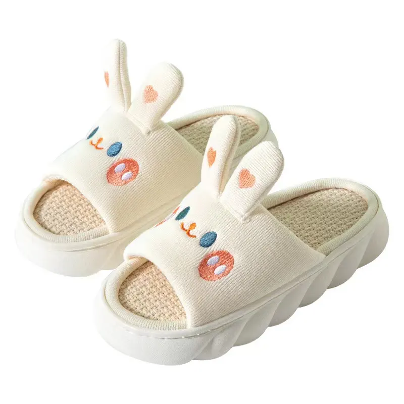 Hot Linen PVC Super Soft Rabbit Platform Sandals Cute Bear Woman Shoes Men Shoes Summer Slippers