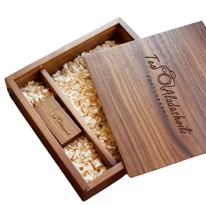 Walnut Maple Bamboo Wooden Photo Print Album USB Case USB Flash Drive Pen Drive Personalized U Disk Knot Wedding Box