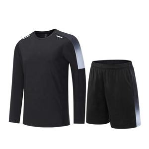 Мужской спортивный костюм для футбола: футболка с длинным рукавом и шорты, 100% полиэстер, комплект из 2 предметов, быстросохнущая ткань - Product Image 3