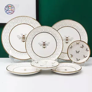 Yongsheng conjunto de placas de cozinha de jantar, padrão de abelha, borboleta, pratos de jantar, placas para restaurantes