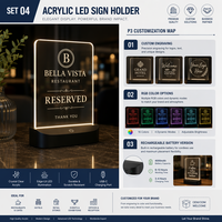 Porta Menús Acrílico LED Personalizado, Tablero de Cócteles Iluminado para Bar y Restaurante, Exhibidor Grabado con Kit de Iluminación de Base