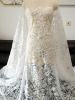 Kain Tulle Mesh Bordir Payet Mawar Baru untuk Rok Luar Gaun Pengantin