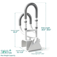 Barre de sécurité à clipser sur baignoire pour personnes âgées, poignée de douche réglable à double grip antidérapant, supporte jusqu'à 100 kg