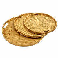 Ventes chaudes : Plateau de petit-déjeuner rond en bambou écologique, plat de service jetable, assiette à dessert sûre pour les hôtels et les cuisines, en stock