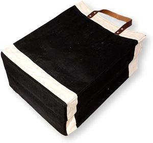 Bolsa de Compras Ecológica Grande de Yute y Algodón con Asas de Cuero, Resistente para Viajes - Product Image 1