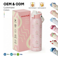 Bouteille d'eau en acier inoxydable personnalisable avec logo, gourde de sport à large ouverture pour le camping en plein air avec poignée et couvercle