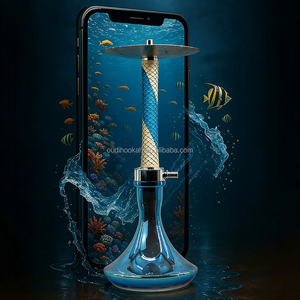 Ingrosso di fabbrica Narghilè in legno e alluminio con base in vetro, vaso completo in legno, accessori per narghilè - Product Image 1