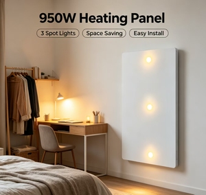 เครื่องทำความร้อนไฟฟ้าติดผนัง/เพดาน 950W พร้อมไฟสปอตไลท์ 3 ดวง ให้ความร้อนเร็ว แผงอะลูมิเนียม ให้ความอบอุ่นและสว่างขึ้นให้กับห้อง - Product Image 3