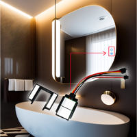Interrupteur tactile miniature personnalisé à double bouton DC12V CCT pour miroir de salle de bain LED bleu IP21 intelligent 60W
