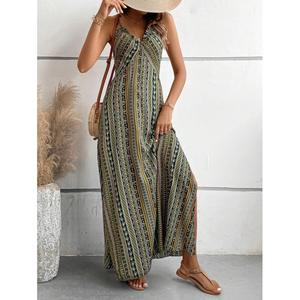 Vestido de verano con espalda descubierta y patrón étnico para mujer, ropa de verano para mujer, vestido largo con adornos de volantes a la moda Bohemia para la playa - Product Image 6