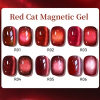 UR SUGAR perles de verre à vin de cerise avec logo personnalisé gel magnétique pour chat lumière de l'eau gemme rouge gel pour les yeux de chat vernis à ongles gel UV soak off