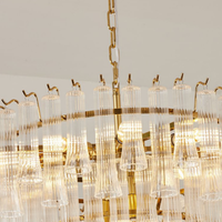Tubes en verre transparent avec cadre en fer doré pour décoration intérieure moderne, lustre linéaire rétro glamour