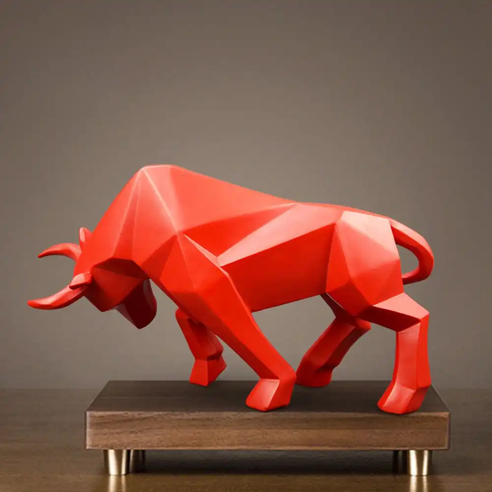 Estatua de toro geométrica de acero inoxidable, tamaño real, personalizada, a la venta