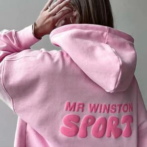 Hoodie Wanita Ukuran Besar Berkualitas Tinggi, Cetak 3D, Model Drop Shoulder, Hoodie Panjang Gaya Athleisure Terbaru - Product Image 2