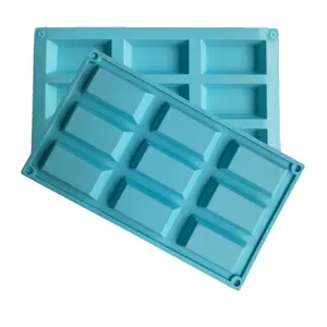 9 lubang DIY buatan tangan sabun silikon cetakan persegi sabun lilin membuat kerajinan cetakan kue antilengket panci puding
