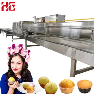 Merek terkenal PLC mesin pembuat kue garis otomatis lengkap kue buatan Tiongkok mesin pembuat kue Cup kompetitif