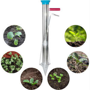 Transplanteur de semis à long manche, outil de plantation de bulbes, transplanteur manuel de jeunes plantes et légumes en acier inoxydable - Product Image 2
