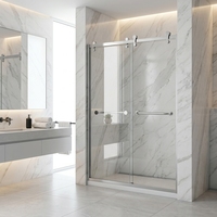 Promotion : Porte coulissante sans cadre pour salle de bain, avec plateau rectangulaire et design épuré, idéale pour les hôtels