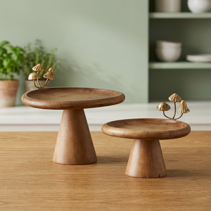 Ensemble de supports à gâteaux en bois faits à la main style Cottagecore, présentoir créatif décoratif en forme de champignon pour desserts – Fabricant - Product Image 1