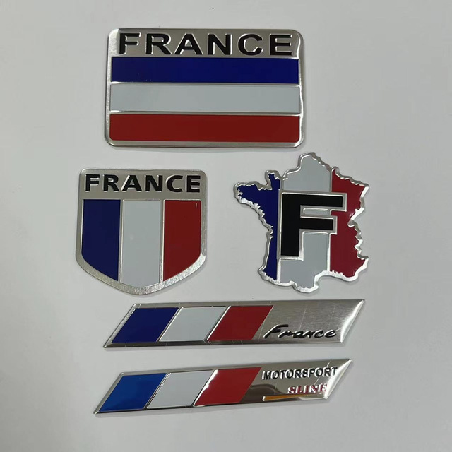 Wholesale Custom 3D Aluminum Alloy France Flag Decal Emblem Badge Car Stickers for Decorating Laptop Car Truck