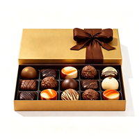 Boîte à chocolat avec nœud en ruban personnalisé, base et couvercle, boîte écologique avec couvercle, emballage cadeau en papier bleu marine pour bonbons en gros